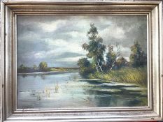 Unleserlich signiert. Öl auf Leinwand, ohne Datum, Kunst vor 1945.