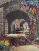 VINCENT. Mixed Media, Öl 'Brunnen an der Finca'. Kunst nach 1945. Signiert.
