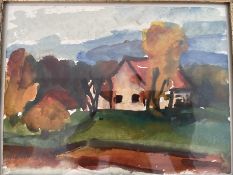 MEHRLE, GERHARD. Aquarell."Herbst bei Fronhofen". 1988. betitelt, signiert und datiert. 