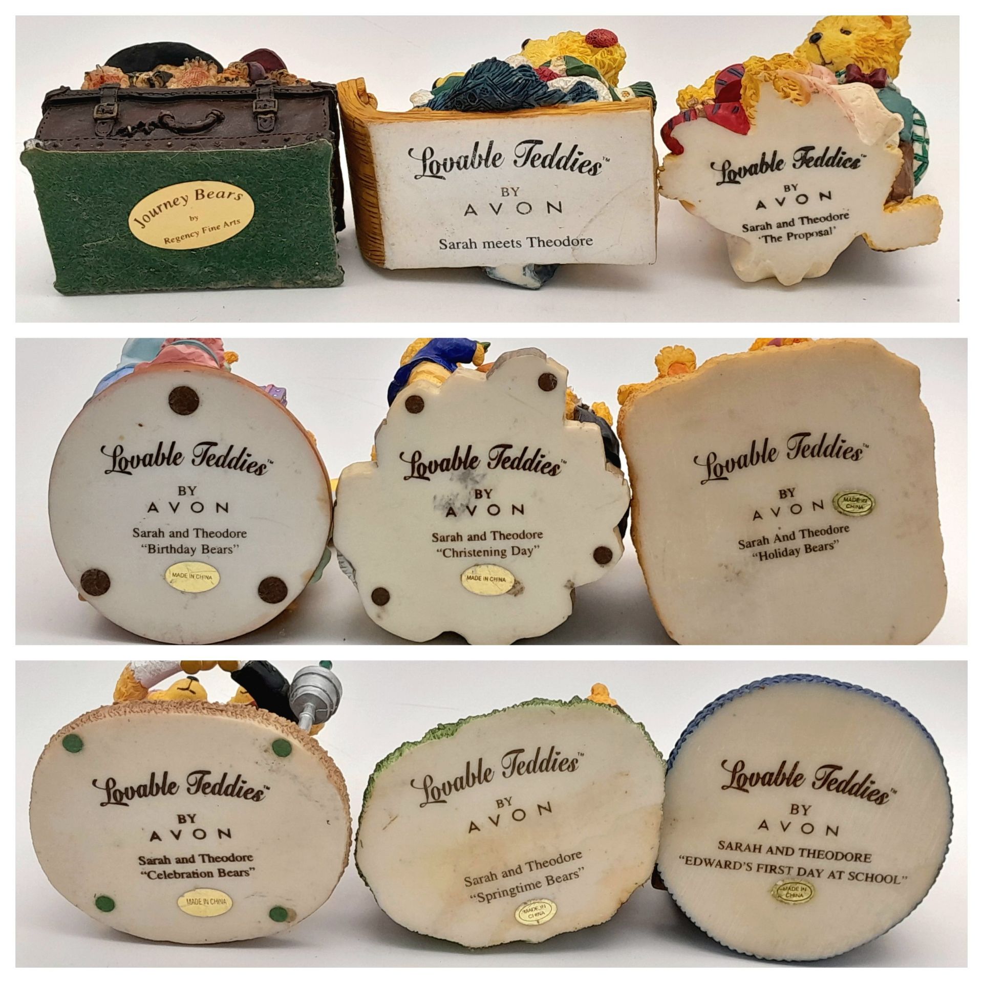A nice vintage collection of 9x bear figurines, telling the meaningful life story of the family bear - Image 5 of 5