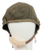 WW2 USAAF A9 Topical Flying Helmet Size Large. With original sheep’s wool on the ear pockets and
