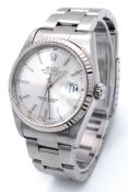 A Classic 1990s Rolex Datejust Automatic Gents Watch. Stainless steel bracelet and case - 36mm.