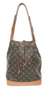 A Louis Vuitton Brown Monogram Noé Shoulder Bag. Brown monogram coated canvas exterior with gold-