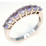 Classic Slim TANZANITE RING from The Genuine Gemstone Company. Having a Sweep of 7 x TANZANITE