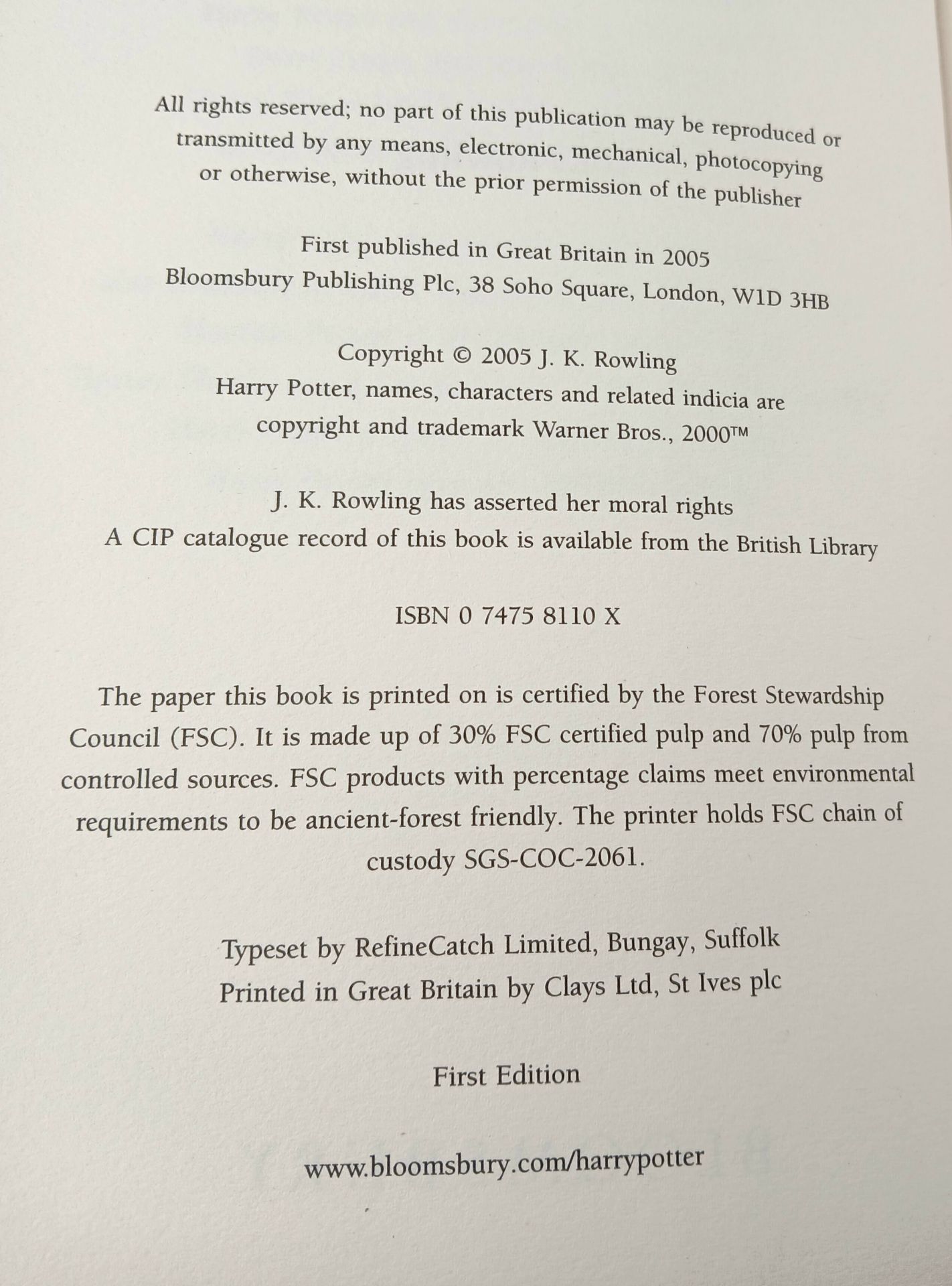 A Parcel of Three First Edition Harry Potter Books Including the misprint edition of Harry Potter - Image 9 of 10