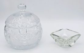 A Fine Cut Bohemian Crystal Lidded Candy Dish / Drageoir (some chips to the rim), along with A Heavy