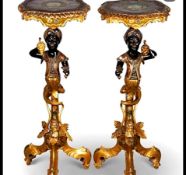 Pair of Venetian polychrome and gilded,carved blackamoor guerodons,18th/ 19th century each shaped