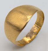 An 18K Yellow Gold (tests as) Signet Ring. Band is slightly misshapen so as found. Size T. 5.4g
