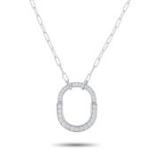 A Tiffany & Co. Lock 18K White Gold Diamond Large Lock Pendant Necklace. The minimalist pendant is