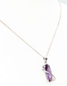 A 925 Sterling Silver Necklace with Amethyst Pendant. Approx 46cm length, pendant drop 2.5cm. 3.