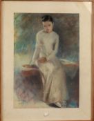 "Young Lady" No name, 58 x 39 cm, pastel on paper. Signed and dated September 1948. This item is