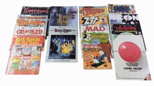 A bag of mixed comics and magazines.