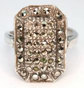 A Silver marcasite Stone Set Dress Ring. Size K 1/2. 5.78g.