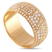 A Bvlgari Monologo 18K Yellow Gold 2.0ct Diamond Ring. Pav set round Diamonds with a total weight of