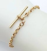 A 9K Yellow Gold Belcher Link Necklace with Lobster Clasp and T-Bar. 17cm. 3.9g.
