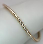 A Bucherer 18K Rose Gold Diamond Adjustable Bracelet. Set with round brilliant claw set diamonds,