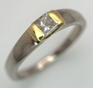 An 18K White Gold Diamond Solitaire Ring. 0.30ct Princess cut diamond having H colour and SI2