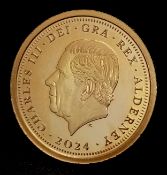 A 2024, KING CHARLES III, SIR WINSTON CHURCHILL, HALF SOVEREIGN COIN. 22K GOLD. 9724 - 31