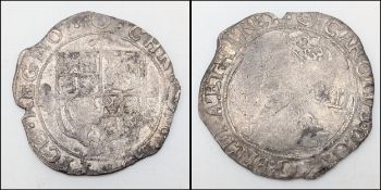 A Charles I Silver Hammered One Shilling Coin. 1641-3. Mint mark triangle in circle.
