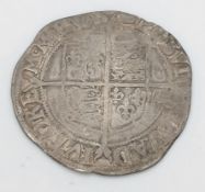 A 1594 Elizabeth I Silver Hammered One Shilling Coin. Woolpack mm.