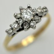 AN 18K YELLOW GOLD, DIAMOND SET RING. 0.25CTW. 2.3G, SIZE J. TAN 2005