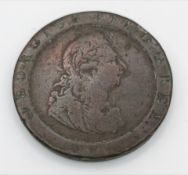 A 1797 George III One Penny Cartwheel Coin.