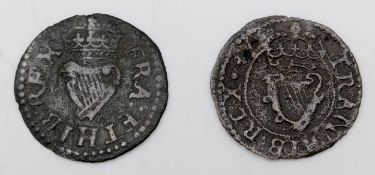 Two Charles I Royal Farthing Coins.