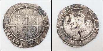 An Elizabeth I Hammered Silver Sixpence Coin. 1587.