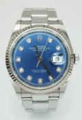 An Ice Blue and Diamond Dial Rolex Datejust Automatic Watch. Model 126234. Stainless steel