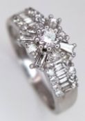 An 18K White Gold, Mixed Cut, Diamond Set Ring. 3.9G, Size O. Sc 4073