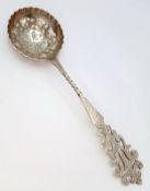 Beautiful Antique SILVER SIFTING SPOON. Having Exceptional Raised Detail to Bowl. Lovely Ornate