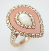 An 18K Rose Gold, Pear Shaped Diamond Set Ring. 0.53Ct. 6.6G, Size N. 10174