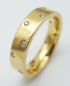 An 18K Yellow Gold, Diamond Set, 5mm Band Ring. 9.9G, Size S. 10108