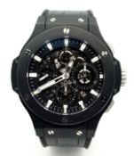 A Hublot Big Bang Aero Automatic Gents Watch. Model 311.C1.1170.GR. Black rubber bracelet. Ceramic