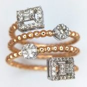 An 18K 2 Colour gold, Fancy Diamond Set, Snake Style Ring. 0.40Ctw. 6.6G, Size O. 10175