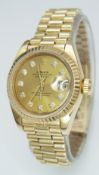 A Classic Rolex 18K Gold Diamond Datejust Automatic Ladies Watch. Model 69178. 18k gold bracelet and