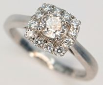 An 18K White Gold, Forever Diamond, Halo Cluster Ring. 0.50Ctw. 3.3G, Size L. 10328
