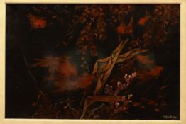 "Goldfish", 20th Century. 40 x60 cm. Lacquer. Signed lower right. Artist unknown. This work is