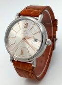 An IWC (International Watch Company) Portofino Diamond Gents Automatic Watch. Tan leather strap.