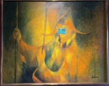 "Warrior" by Lebadang. 65 x 80 cm. Oil on canvas. Signed lower right.Le Ba Dang / Lebadang (1921-