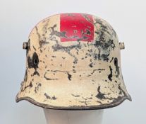 WW1 Imperial German 1916 Model Stahl Helm Medics / Stretcher Bearers Helmet. Marked ET-66 For the