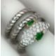 An 18K White Gold Diamond and Emerald Snake Ring. Emerald set eyes and round cut diamonds to the - Bild 4 aus 9