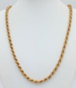 A 9K GOLD TWIST LINK NECKLACE CHAIN . 10.6gms 50cms