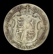 An Extremely Rare 1905 Edward VII Silver Half Crown Coin. Obverse with bare head portrait of King