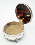 An Antique Mappin & Webb Sterling Silver and Tortoise Shell Trinket Box. Velvet lining. Hallmarks