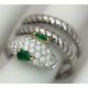 An 18K White Gold Diamond and Emerald Snake Ring. Emerald set eyes and round cut diamonds to the - Bild 3 aus 9