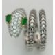 An 18K White Gold Diamond and Emerald Snake Ring. Emerald set eyes and round cut diamonds to the - Bild 6 aus 9