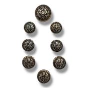 A Vietnam war era matching set of eight U.S. Army Great Seal uniform buttons. Dimensions range