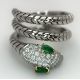 An 18K White Gold Diamond and Emerald Snake Ring. Emerald set eyes and round cut diamonds to the - Bild 7 aus 9