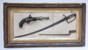 A Battle of Waterloo Relic Board - Containing Trophies Recovered From The Ridge At Mont Saint-